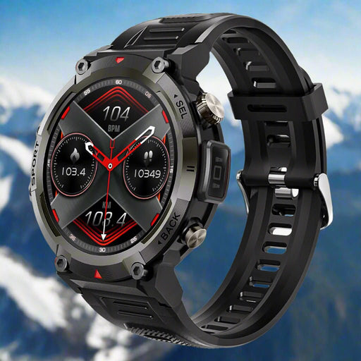 Danoz Smart - Black Outdoor Smartwatch with 1.45 - Inch HD Round Screen and Flashlight - danozdirect