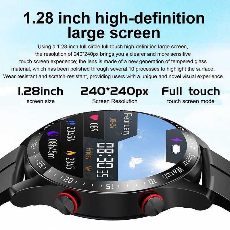 Danoz Smart - Black Silicone +22MM Black Mitsubishi Steel Strip Business Smartwatch with ECG and PPG Monitoring and Stainless Steel Strap - danozdirect