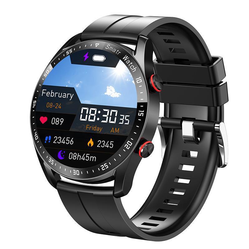 Danoz Smart - Black Silicone Business Smartwatch with ECG and PPG Monitoring and Stainless Steel Strap - danozdirect