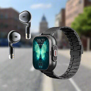 Danoz Smart - Black Steel 2 - in - 1 Bluetooth Smartwatch with Integrated Earbuds for Sports - danozdirect