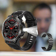 Danoz Smart - Black Steel Belts Outdoor Smartwatch with 1.45 - Inch HD Round Screen and Flashlight - danozdirect