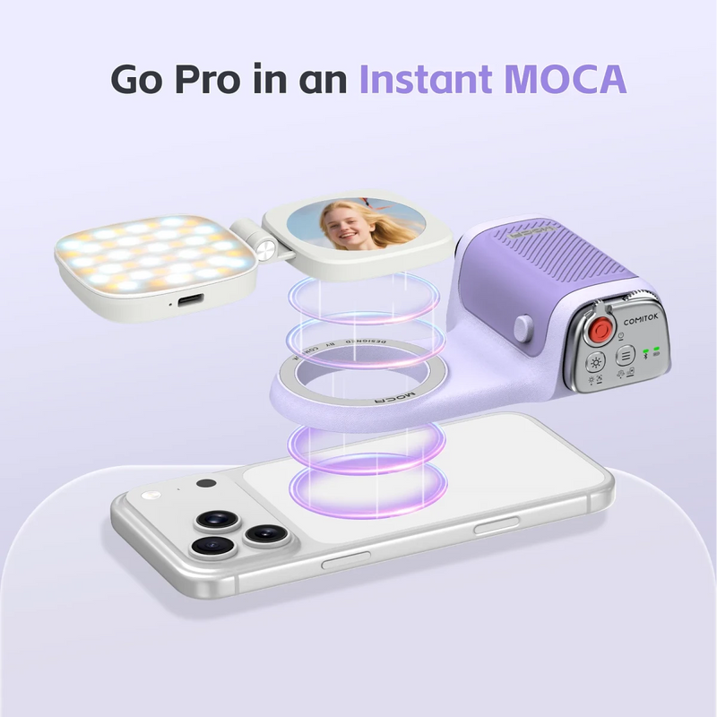 Danoz Smart - COMITOK MOCA iPhone Camera Shooting Aid ,Rechargeable Remote, DSLR - Grade Focus Lock, Ergonomic Design + Optional Fill Light/Mirror - danozdirect