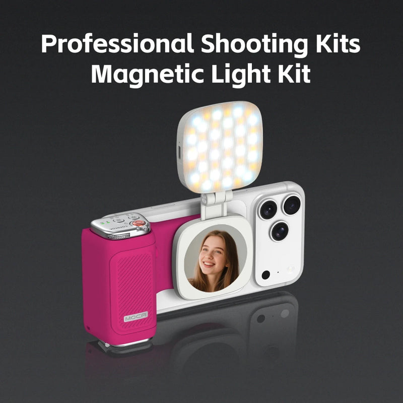 Danoz Smart - COMITOK MOCA iPhone Shooting Grip, Detachable rechargeable Bluetooth remote, DSLR Shutter/Focus Lock+Optional Fill Light/Mirror - danozdirect