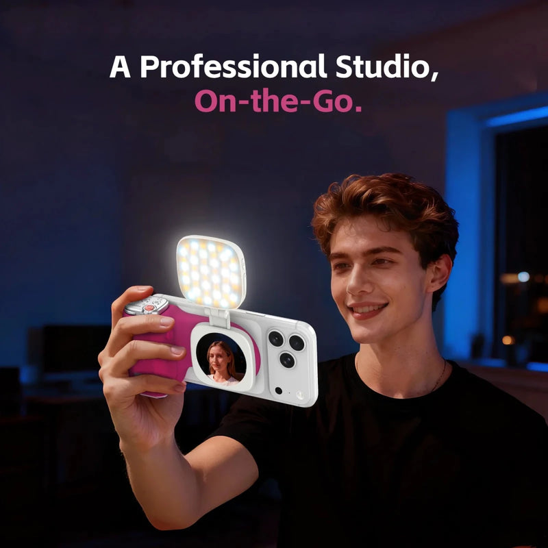 Danoz Smart - COMITOK MOCA iPhone Shooting Grip, Detachable rechargeable Bluetooth remote, DSLR Shutter/Focus Lock+Optional Fill Light/Mirror - danozdirect