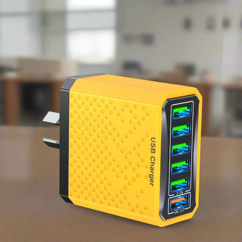 Danoz Smart - Fast Charger 6 IN 1 6 Ports Multii Charger USB Fast Charging Charger 3.1A QC3.0 Quick Charger Adapter Australian Charger - Buy 1 Get 1 Free - danozdirect