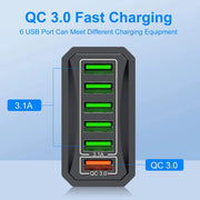 Danoz Smart - Fast Charger 6 IN 1 6 Ports Multii Charger USB Fast Charging Charger 3.1A QC3.0 Quick Charger Adapter Australian Charger - Buy 1 Get 1 Free - danozdirect