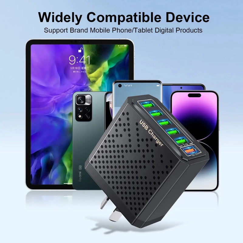 Danoz Smart - Fast Charger 6 IN 1 6 Ports Multii Charger USB Fast Charging Charger 3.1A QC3.0 Quick Charger Adapter Australian Charger - Buy 1 Get 1 Free - danozdirect