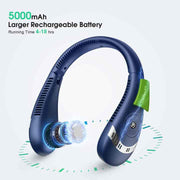 Danoz Smart - Green Rechargeable 5000mAh Portable Neck Fan with 3 - Speed Settings - danozdirect