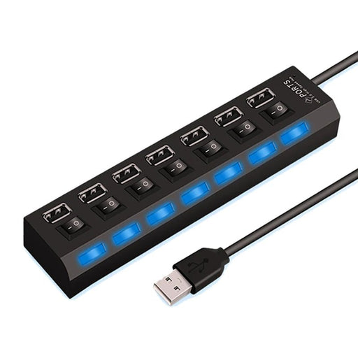 Danoz Smart - High Speed 4/7 Ports USB HUB 2.0 Adapter Expander Multi USB Splitter Multiple Extender with LED Lamp Switch for PC Laptop - Buy 1 Get 1 Free! - danozdirect