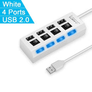 Danoz Smart - High Speed 4/7 Ports USB HUB 2.0 Adapter Expander Multi USB Splitter Multiple Extender with LED Lamp Switch for PC Laptop - Buy 1 Get 1 Free! - danozdirect