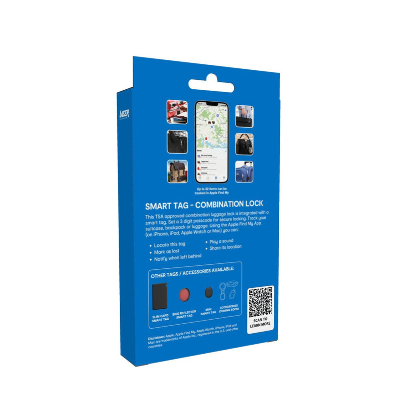 Danoz Smart - Laser TSA Lock Smart Tag with Rechargeable Battery Black - danozdirect