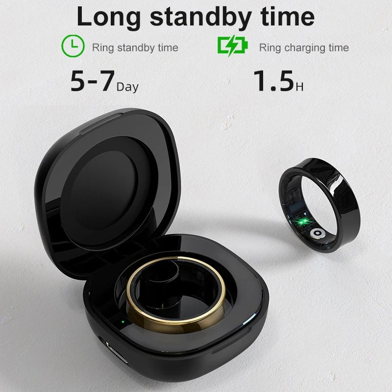 Danoz Smart - R09 Smart Ring Men Women with Charging Case, Heart Rate Blood Oxygen, Skin Temperature Monitor,5ATM Waterproof For Android iOS - danozdirect
