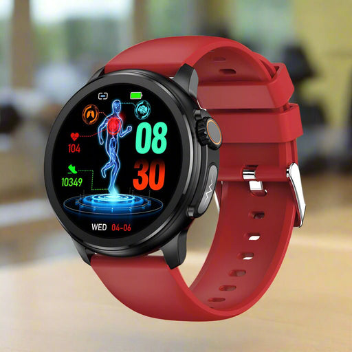 Danoz Smart - Red Round 1.3 Touch Screen Smartwatch with Heart Rate & Fitness Tracking" - danozdirect