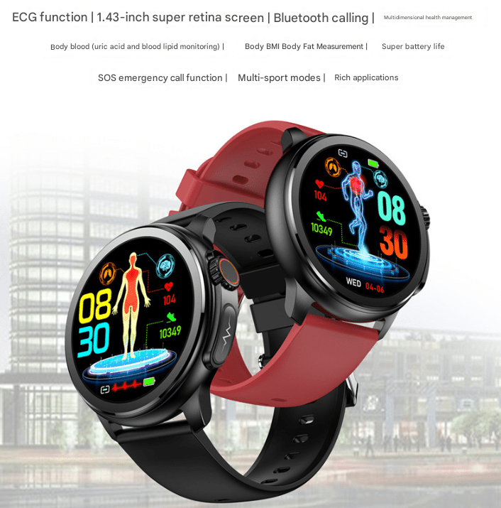 Danoz Smart - Red Round 1.3 Touch Screen Smartwatch with Heart Rate & Fitness Tracking" - danozdirect