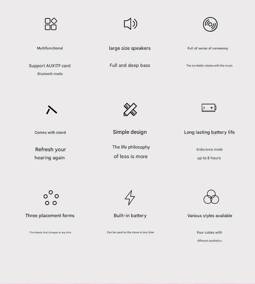 Danoz Smart - Retro Phonograph Bluetooth Speaker - Rotating Disc, Bluetooth 5.3, AUX/TF Card, 8H Playtime(Blue) - danozdirect