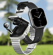 Danoz Smart - Silver 2 - in - 1 Bluetooth Smartwatch with Integrated Earbuds for Sports - danozdirect