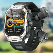 Danoz Smart - Silver 2 - in - 1 Smartwatch with Earbuds and 2.01 - Inch HD Screen for Sports - danozdirect