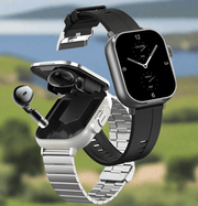 Danoz Smart - Silver Steel 2 - in - 1 Bluetooth Smartwatch with Integrated Earbuds for Sports - danozdirect