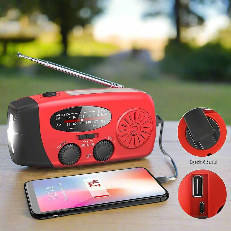 Danoz Smart - STONEGO Multifunctional FM Radio Outdoor Emergency Hand - crank Generator Solar Mobile Phone Charging Lighting Table Lamp - danozdirect
