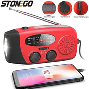 Danoz Smart - STONEGO Multifunctional FM Radio Outdoor Emergency Hand - crank Generator Solar Mobile Phone Charging Lighting Table Lamp - danozdirect