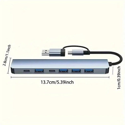 Danoz Smart - USB C Hub USB Hub 3.0, VIENON Aluminum 7 in 1 USB Extender, USB Splitter with 1 X USB 3.0, 4 X USB 2.0 and 2 X USB C Ports - danozdirect