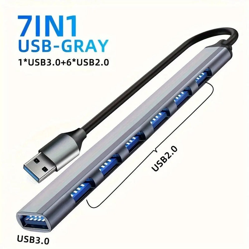 Danoz Smart - USB Hub 3.0, VIENON Aluminum 7 in 1 USB Extender, USB Splitter with 1 X USB 3.0, 4 X USB 2.0 and 2 X USB C Ports - danozdirect