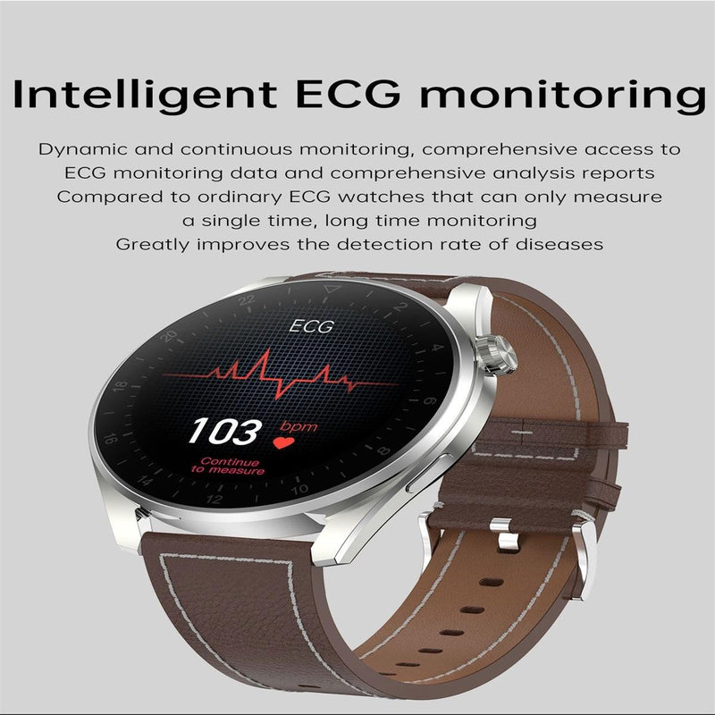 Danoz Smart - Waterproof Leather Smartwatch With Colour Display - Brown - danozdirect