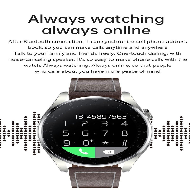 Danoz Smart - Waterproof Leather Smartwatch With Colour Display - Brown - danozdirect