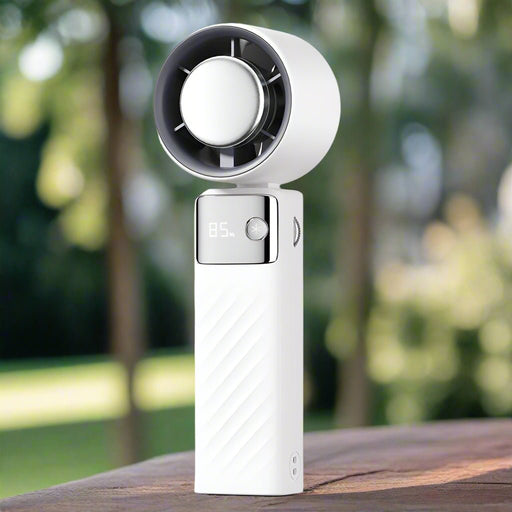 Danoz Smart - White Portable Turbo Handheld USB Rechargeable Fan with Digital Speed Display – High - Speed Cooling Fan for Outdoor Use - danozdirect