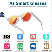 Danoz SmartGlasses - AI Smart Glasses 8K HD 1200MP Pixel Camera Video AI ChatGPT Translation Bluetooth Call Voice Assistant Music. - danozdirect