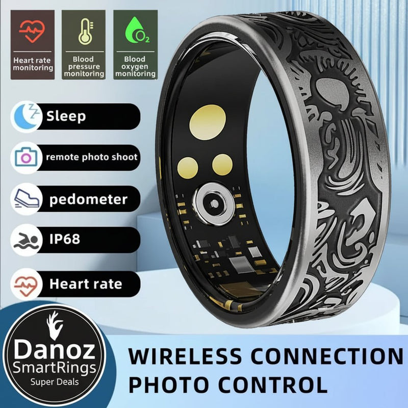 Danoz SmartRing - Men's and Women's Smart Ring Heart Rate Oximetry Sleep Monitor IP68, Multi - Sport Modes Finger Rings for Android and i0s - danozdirect