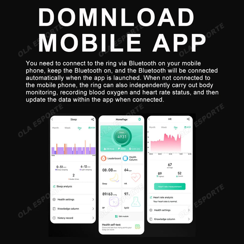 Danoz SmartRing - Men's and Women's Smart Ring Heart Rate Oximetry Sleep Monitor IP68, Multi - Sport Modes Finger Rings for Android and i0s - danozdirect