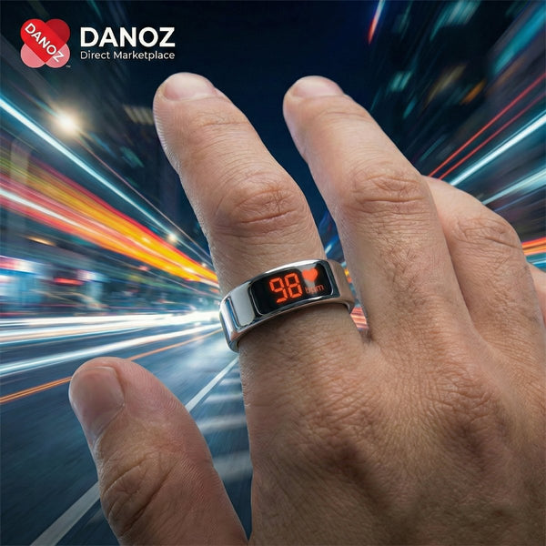 Danoz SmartRings - Smart Ring with Display Screen and Touch, Wireless USB Charging, Health Manager, 5 ATM Waterproof For Men and Women - danozdirect