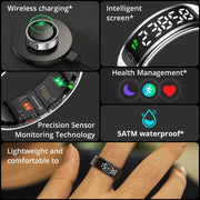 Danoz SmartRings - Smart Ring with Display Screen and Touch, Wireless USB Charging, Health Manager, 5 ATM Waterproof For Men and Women - danozdirect