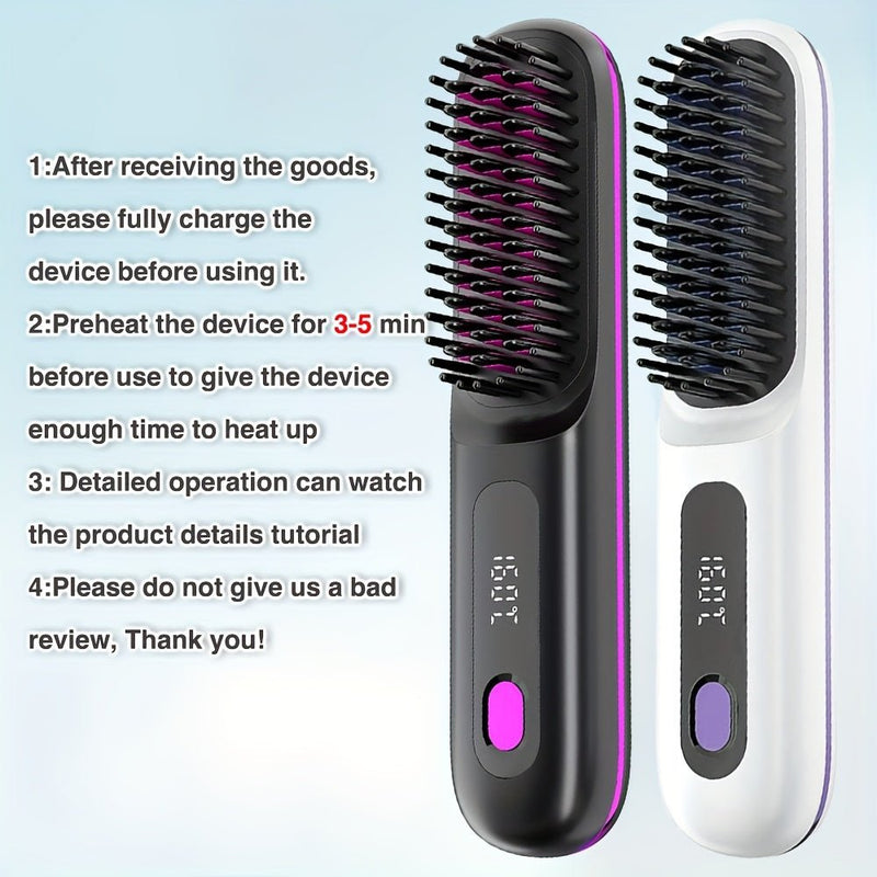 Danoz SmartStyler Cordless Hair Straightener Brush: USB Rechargeable, Dual 2000mAh batteries for long - lasting power, fast heating, creates smooth styles anytime, anywhere. - danozdirect