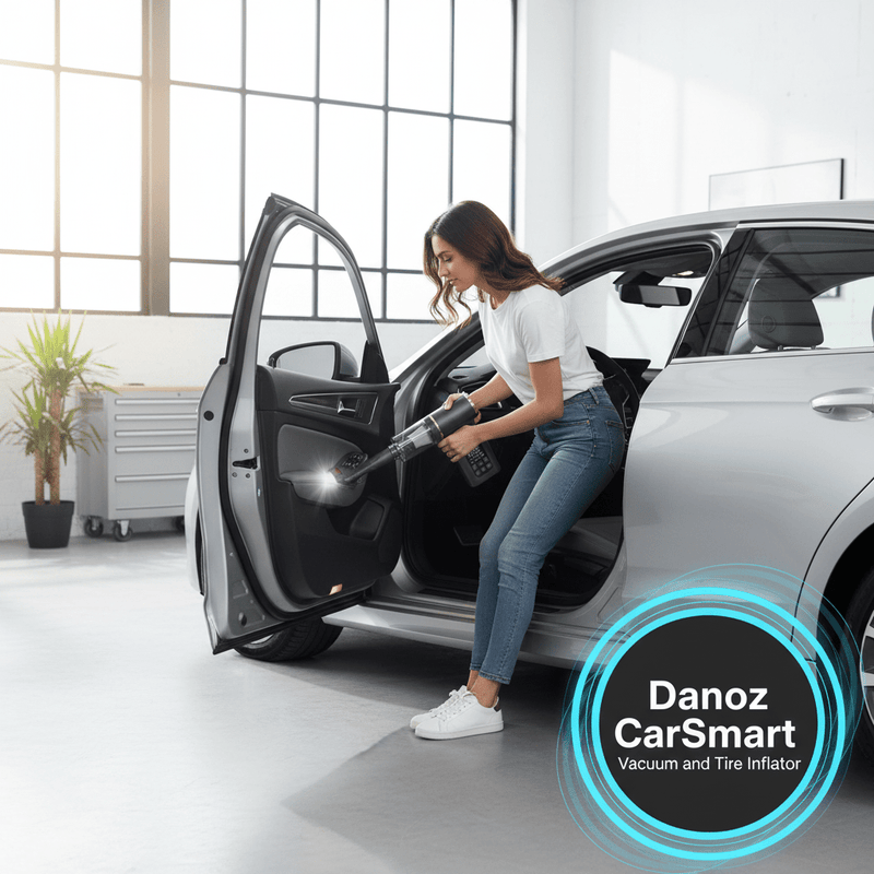 Danoz 4-in-1 SmartVac Pro: Portable Car Vacuum and Cordless Tire Inflator with LED Air Pump - danozdirect