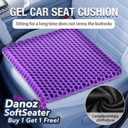 Danoz SoftSeater - Gel Seat Cushion Breathable Honeycomb Design For Pressure Relief Back Tailbone Pain - Home Office Wheelchair Chair Cars - danozdirect