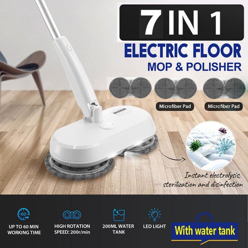 Danoz SpinClean - Cordless USB Rechargeable spin Mop Cleaner 5In1 Floor Polisher Sweeper Washer Scrubber + Free 6 x Microfiber Pads! - danozdirect