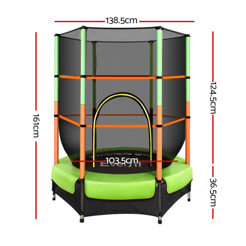 Danoz Sports - Everfit 4.5FT Trampoline for Kids w/ Enclosure Safety Net Rebounder Gift Green - danozdirect