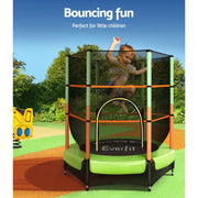 Danoz Sports - Everfit 4.5FT Trampoline for Kids w/ Enclosure Safety Net Rebounder Gift Green - danozdirect