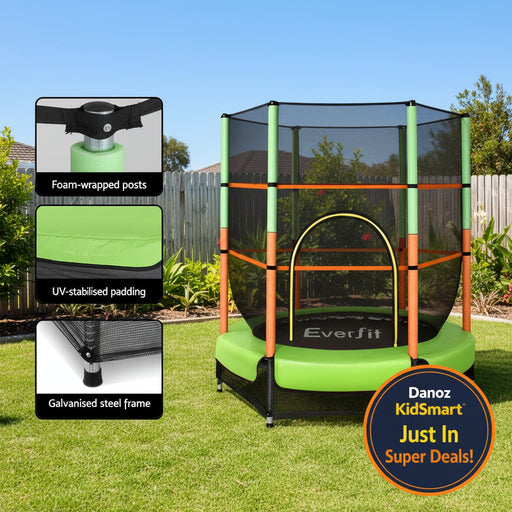 Danoz Sports - Everfit 4.5FT Trampoline for Kids w/ Enclosure Safety Net Rebounder Gift Green - danozdirect