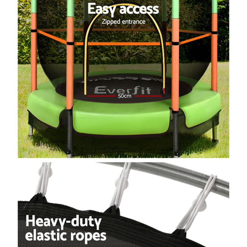Danoz Sports - Everfit 4.5FT Trampoline for Kids w/ Enclosure Safety Net Rebounder Gift Green - danozdirect