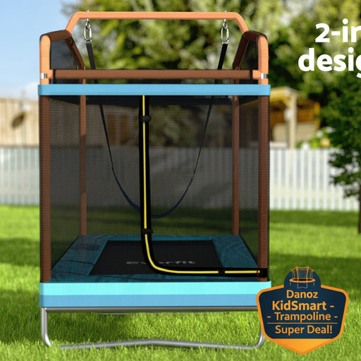 Danoz Sports - Everfit 6FT Trampoline for Kids w/ Enclosure Safety Net Swing Rectangle Orange - danozdirect