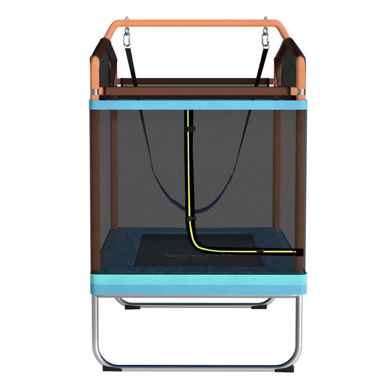 Danoz Sports - Everfit 6FT Trampoline for Kids w/ Enclosure Safety Net Swing Rectangle Orange - danozdirect