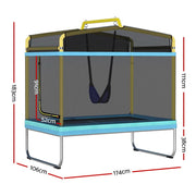 Danoz Sports - Everfit 6FT Trampoline for Kids w/ Enclosure Safety Net Swing Rectangle Yellow - danozdirect