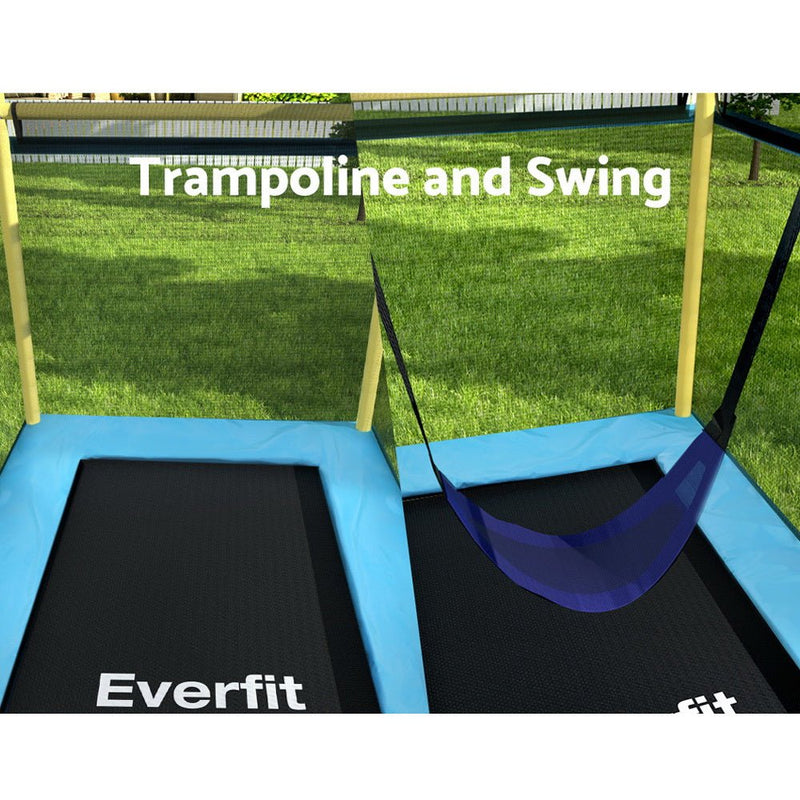 Danoz Sports - Everfit 6FT Trampoline for Kids w/ Enclosure Safety Net Swing Rectangle Yellow - danozdirect