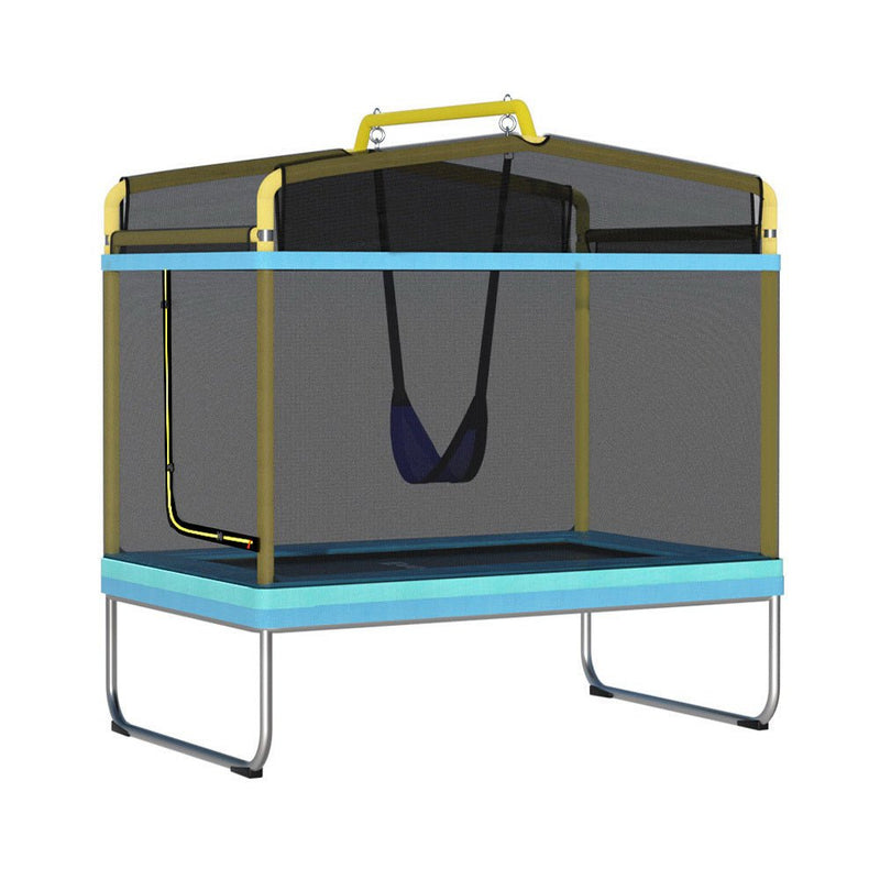 Danoz Sports - Everfit 6FT Trampoline for Kids w/ Enclosure Safety Net Swing Rectangle Yellow - danozdirect