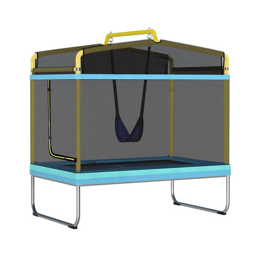 Danoz Sports - Everfit 6FT Trampoline for Kids w/ Enclosure Safety Net Swing Rectangle Yellow - danozdirect