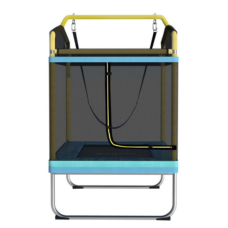 Danoz Sports - Everfit 6FT Trampoline for Kids w/ Enclosure Safety Net Swing Rectangle Yellow - danozdirect