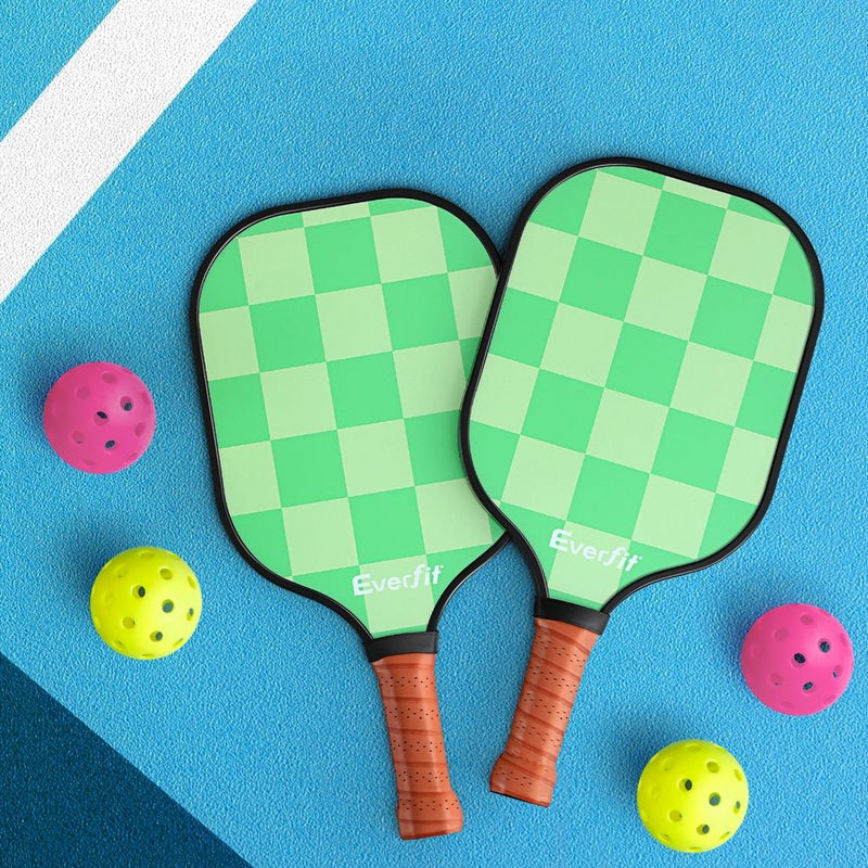 Danoz Sports - Everfit Pickleball Paddle Set Fiberglass with Balls Bag Tournament Kit 2PCS Pickle Balls Rackets - danozdirect